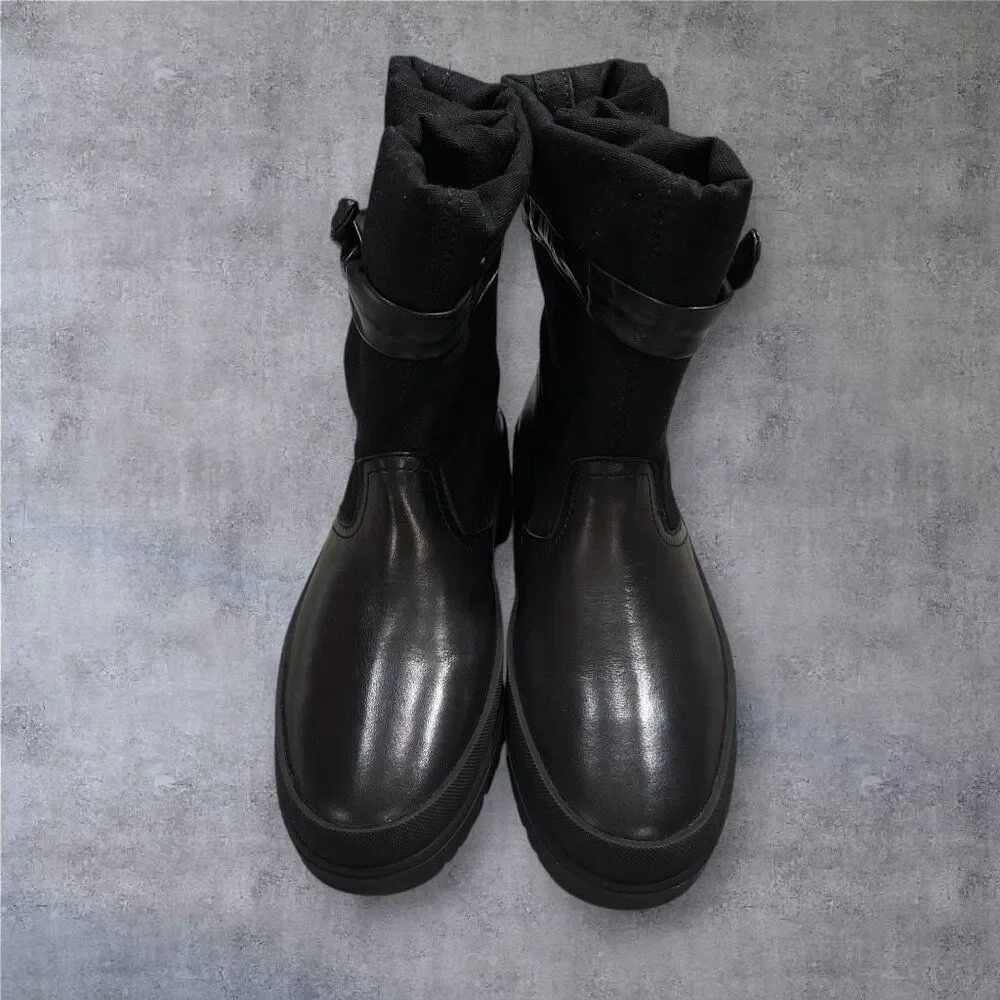 NEW $590 - KENZO Boots/booties Woman's EU SIZE 38 Black LEATHER/CANVAS